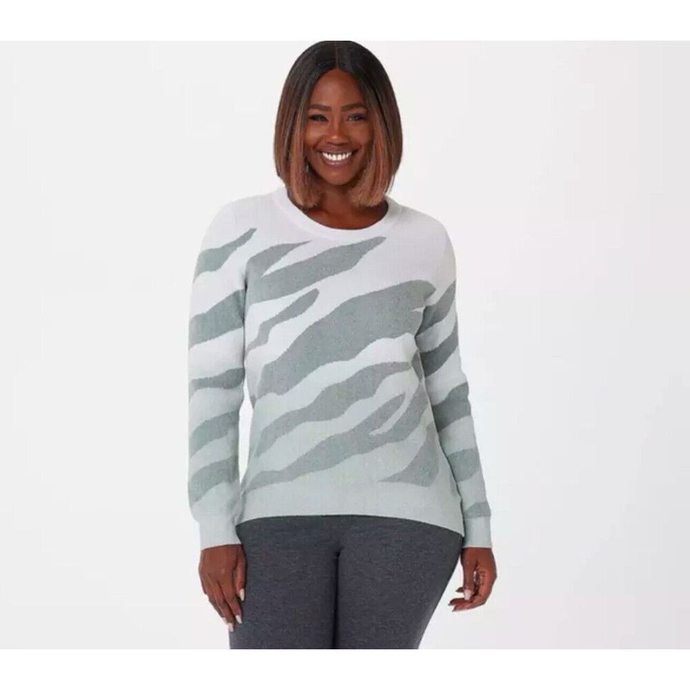 Barefoot Dreams Womens 3X Gray CozyChic Ultra Lite Ocean Reef Pullover Knit